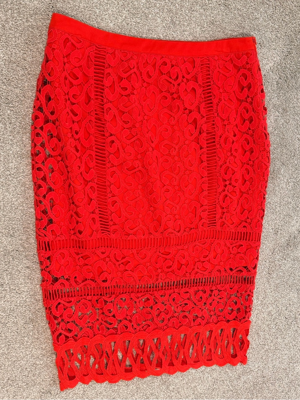 NWT Greylin Red Lace Crochet Pencil Skirt Size Medium